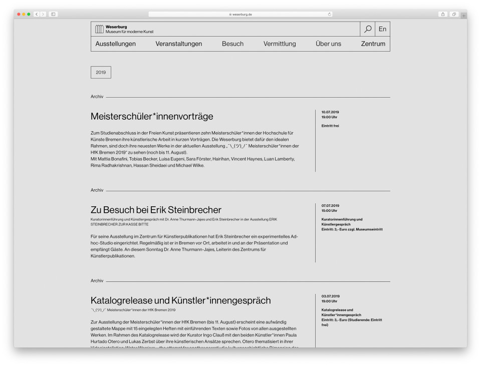 Weserburg Website